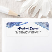 Blauwe Waterverf Crystal Modern Bruiloft Etiket (Insitu)