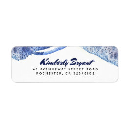 Blauwe Waterverf Crystal Modern Bruiloft Etiket