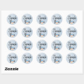 Blauwe Waterverf Dank je Cupcake Ronde Sticker (Vel)