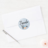 Blauwe Waterverf Dank je Cupcake Ronde Sticker (Envelop)