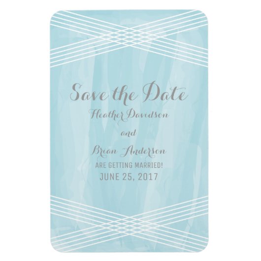 Blauwe Waterverf Deco Save the Date Magneet (Verticaal)