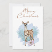 Blauwe Waterverf deer Pine leest kerstkaart (Voorkant)