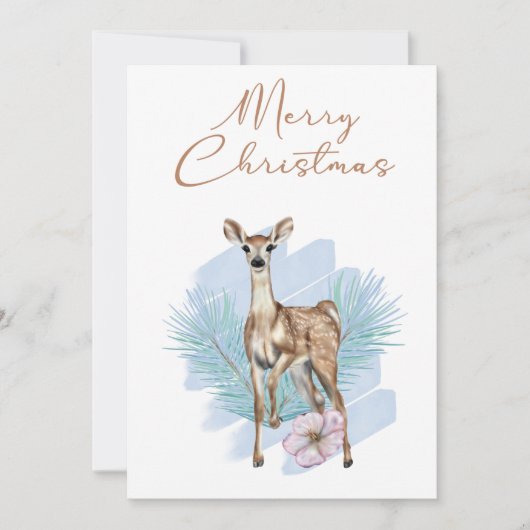 Blauwe Waterverf deer Pine leest kerstkaart (Voorkant)