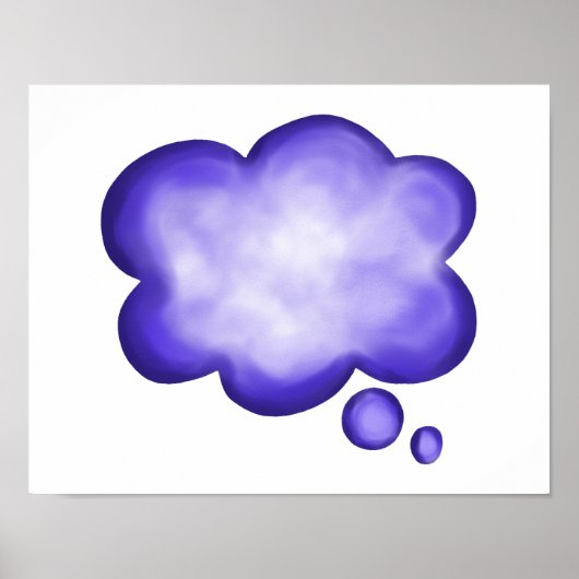 Blauwe Waterverf denkballon Poster (Voorkant)