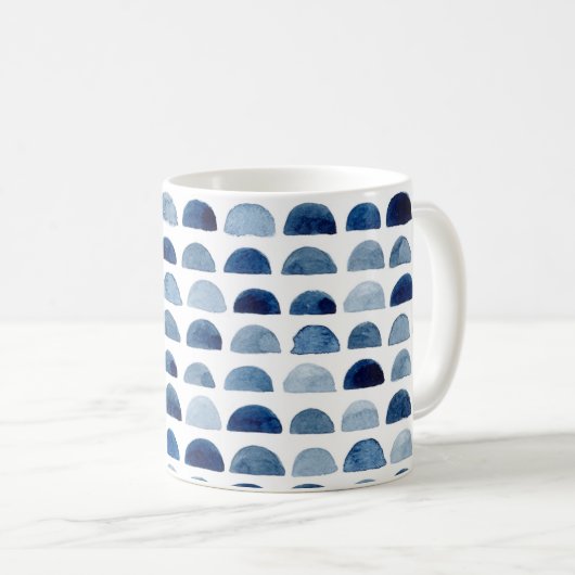 Blauwe waterverf design classic koffiethee mok (Voorkant rechts)