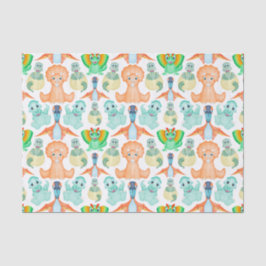 Blauwe Waterverf Dinosaur Birthday Baby shower Tissuepapier