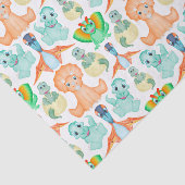 Blauwe Waterverf Dinosaur Birthday Baby shower Tissuepapier (Detail)