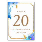 Blauwe Waterverf Dolfijn Bruiloft Tafel Kaart (Achterkant)