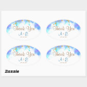 Blauwe Waterverf Dolfijn Dank u Ovale Sticker (Vel)