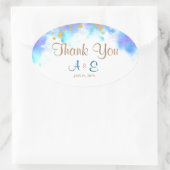 Blauwe Waterverf Dolfijn Dank u Ovale Sticker (Tas)