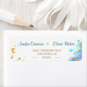 Blauwe Waterverf dolfijn retour adres label (Insitu)