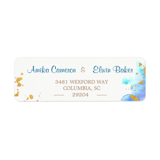 Blauwe Waterverf dolfijn retour adres label (Voorkant)