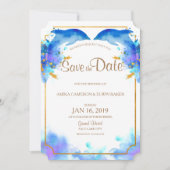 Blauwe Waterverf Dolfijn Sla de Datum Kaart op (Voorkant)