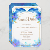 Blauwe Waterverf Dolfijn Sla de Datum Kaart op (Voorkant / Achterkant)