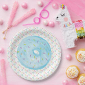 Blauwe Waterverf Donut en Sprinkles Papieren Bordje (Feest)