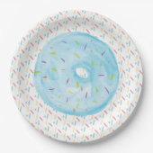 Blauwe Waterverf Donut en Sprinkles Papieren Bordje (Voorkant)