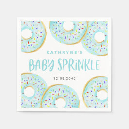 Blauwe Waterverf Donuts Baby shower Sprinkle Servet