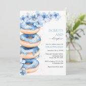 Blauwe Waterverf Donuts en luiers Boy Baby shower Kaart (Staand voorkant)
