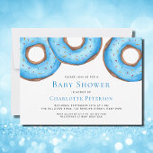 Blauwe Waterverf Donuts Sprinkles Boy's Baby showe Kaart