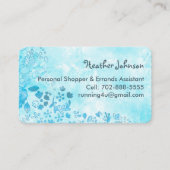 Blauwe Waterverf Doodle Bloemvriendelijk Casual Visitekaartje (Voorkant)