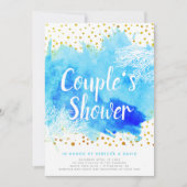 Blauwe waterverf, douche voor de bruiloft van kora kaart (Voorkant)