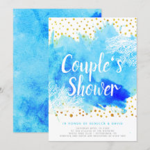 Blauwe waterverf, douche voor de bruiloft van kora