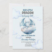 Blauwe Waterverf Dragon Baby 1e Verjaardag Kaart (Voorkant)