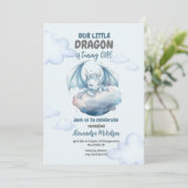 Blauwe Waterverf Dragon Baby 1e Verjaardag Kaart (Staand voorkant)