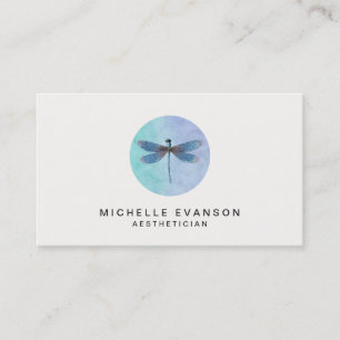 Blauwe Waterverf Dragonfly Elegant Logo Visitekaartje