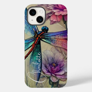 Blauwe Waterverf Dragonfly, personaliseren Case-Mate iPhone 14 Hoesje