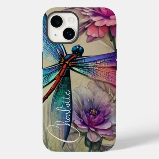 Blauwe Waterverf Dragonfly, personaliseren Case-Mate iPhone Case (Achterkant)
