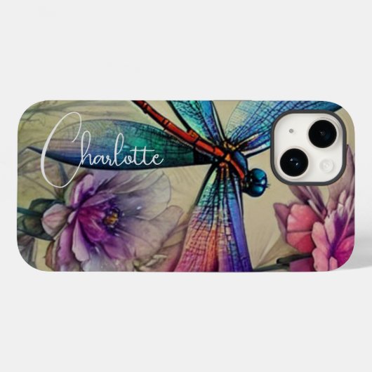 Blauwe Waterverf Dragonfly, personaliseren Case-Mate iPhone Case (Achterkant (horizontaal))