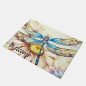 Blauwe Waterverf Dragonfly, Persoonlijk Doormat Deurmat (Schuin)