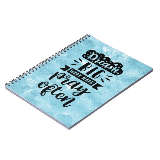 Blauwe waterverf - Dream big work hard bidden vaak Notitieboek (Linkerzijde)
