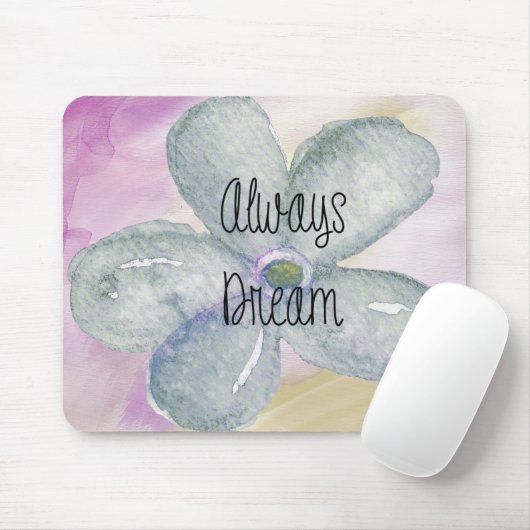 Blauwe Waterverf Dream Flower Muismat (Met muis)