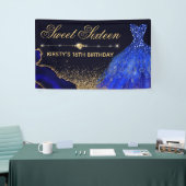 Blauwe Waterverf Dress & agate Sweet 16 Spandoek (Beurs)