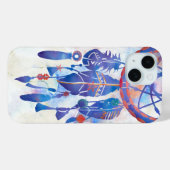 Blauwe Waterverf Drocatcher Modern Boho Case-Mate iPhone Case (Achterkant (horizontaal))
