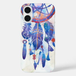 Blauwe Waterverf Drocatcher Modern Boho iPhone 16 Hoesje