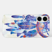 Blauwe Waterverf Drocatcher Modern Boho Case-Mate iPhone Case (Achterkant (horizontaal))