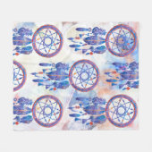 Blauwe Waterverf Drocatcher Modern Boho Fleece Deken (Voorkant (Horizontaal))
