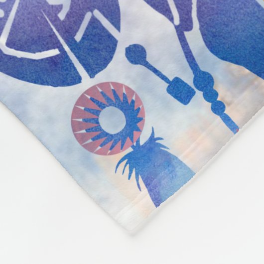 Blauwe Waterverf Drocatcher Modern Boho Fleece Deken (Hoek)