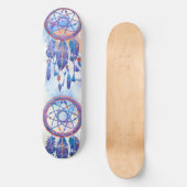 Blauwe Waterverf Drocatcher Modern Boho Persoonlijk Skateboard (Voorkant)