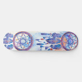 Blauwe Waterverf Drocatcher Modern Boho Persoonlijk Skateboard (Horizontaal)