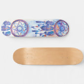 Blauwe Waterverf Drocatcher Modern Boho Persoonlijk Skateboard (Horizontaal)