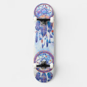 Blauwe Waterverf Drocatcher Modern Boho Persoonlijk Skateboard (Voorkant)
