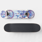 Blauwe Waterverf Drocatcher Modern Boho Persoonlijk Skateboard (Horizontaal)