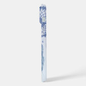 Blauwe waterverf droomvanger veren iPhone hoesje (Linkerkant)