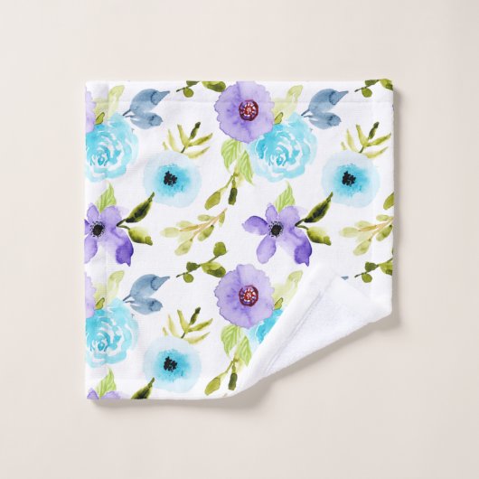 Blauwe Waterverf - Echte handdoekset Bad Handdoek (Wasdoekje)