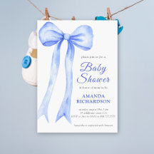 Blauwe Waterverf een Bow Boy Baby shower