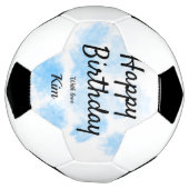 Blauwe waterverf eenvoudige verjaardag voeg jouw n voetbal (Gedraaid)